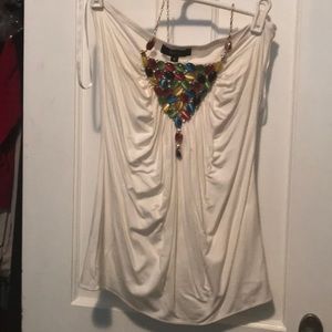 Sky Bejeweled chain halter top